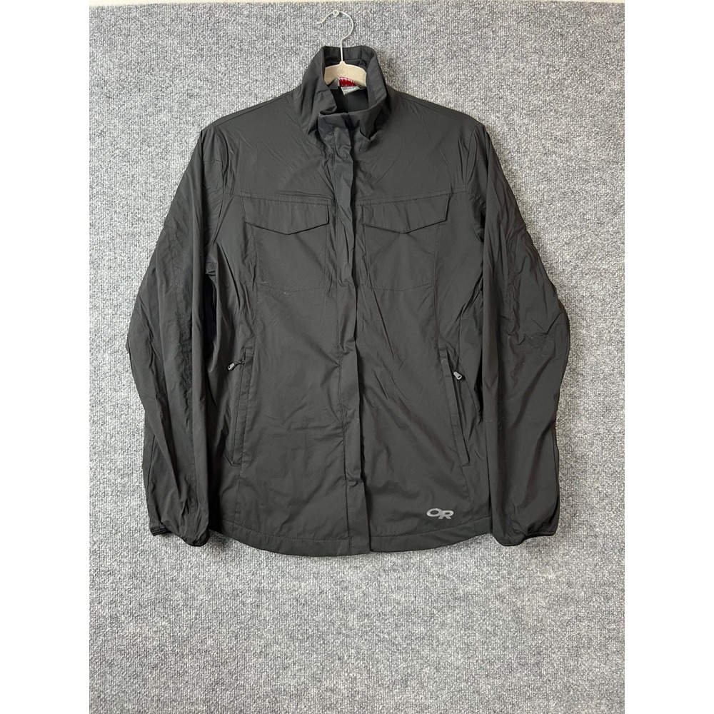 Outdoor Research Womens Jacket Black Snap Front Lightweight Hiking Jacket Size M